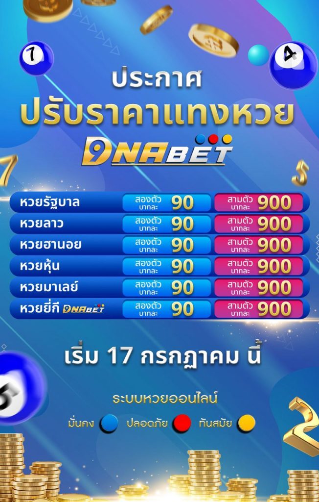 ปรับเรทอัตราจ่ายล่าสุด DNABET หวยออนไลน์มาแรงที่สุด